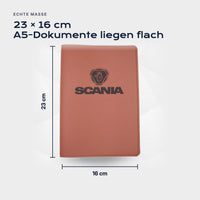 Fahrzeugmappe SCANIA von Atelier Guillot: 23 × 16 cm, A5-Dokumente liegen flach