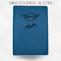 porte document mini cooper Austin de couleur bleu