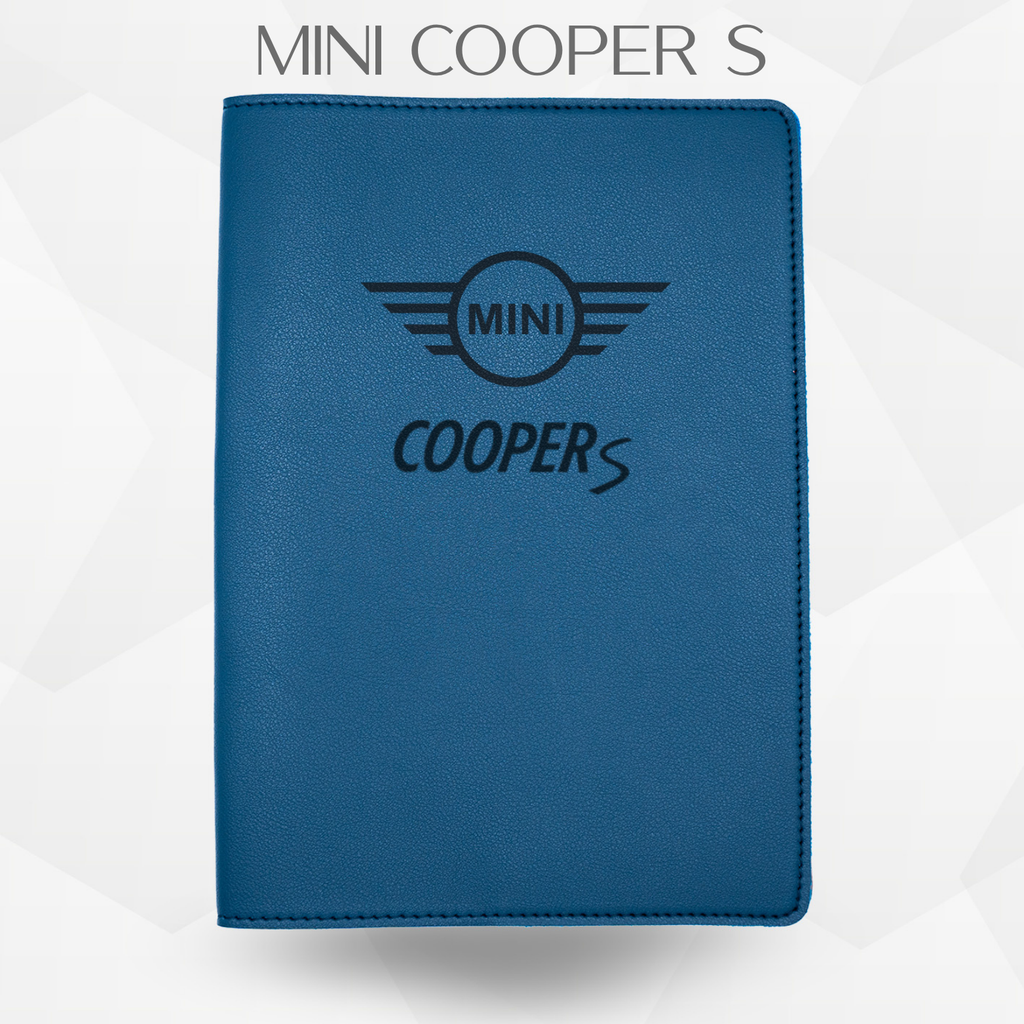 porte document mini cooper S de couleur bleu