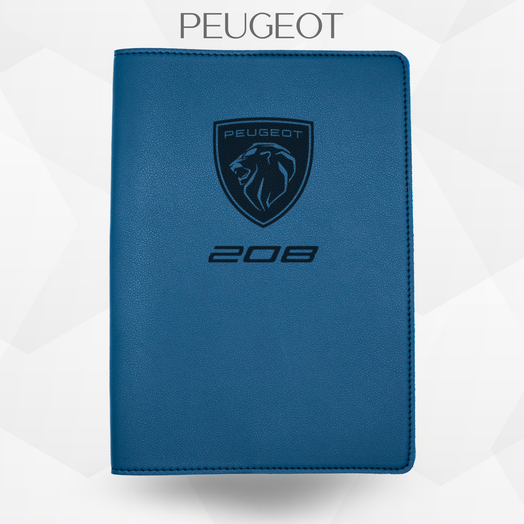 porte document peugeot 208 de couleur bleu