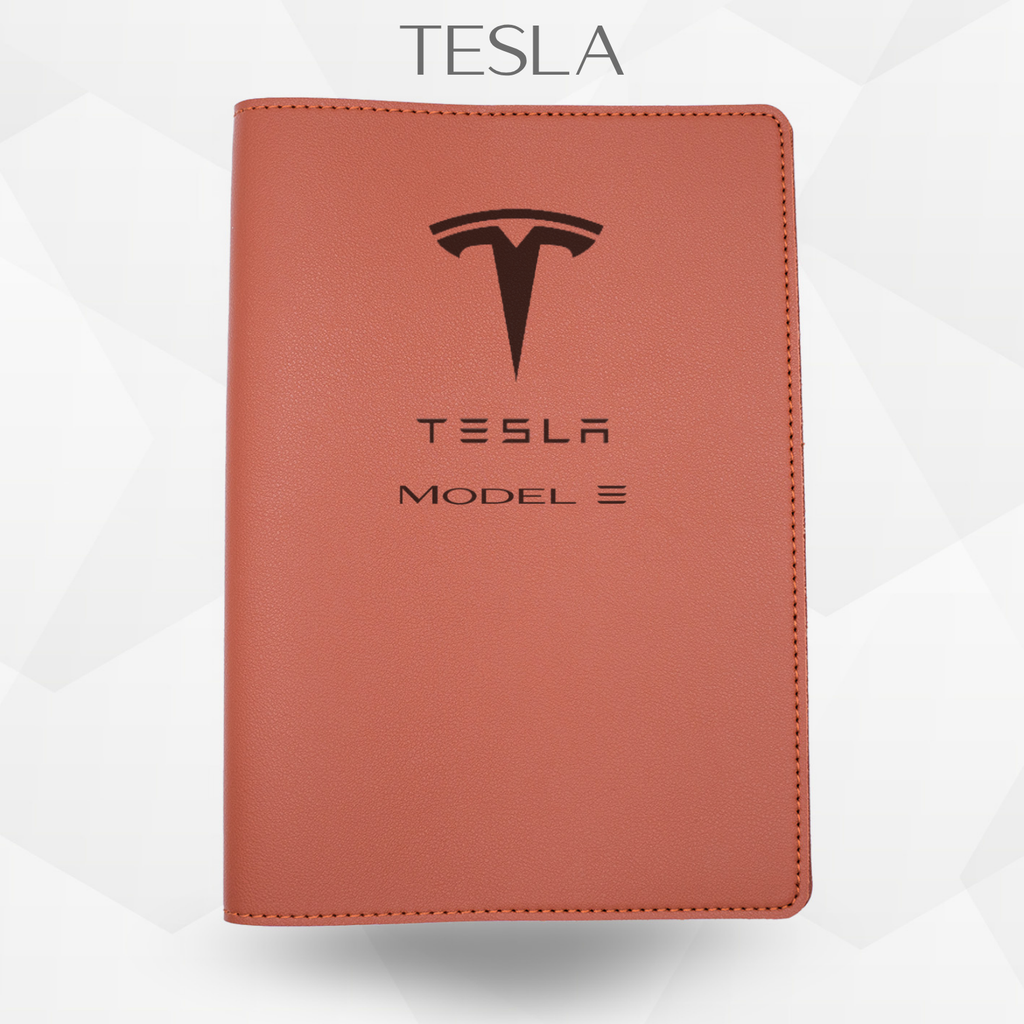 porte document tesla model 3 de couleur marron