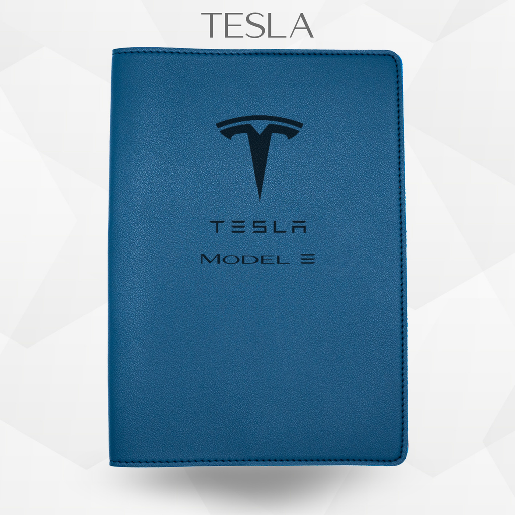 porte document tesla model 3 de couleur bleu 