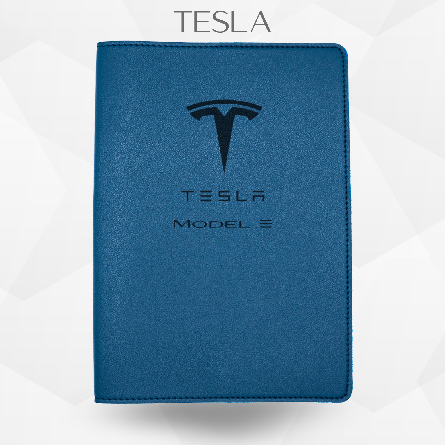 porte document tesla model 3 de couleur bleu 