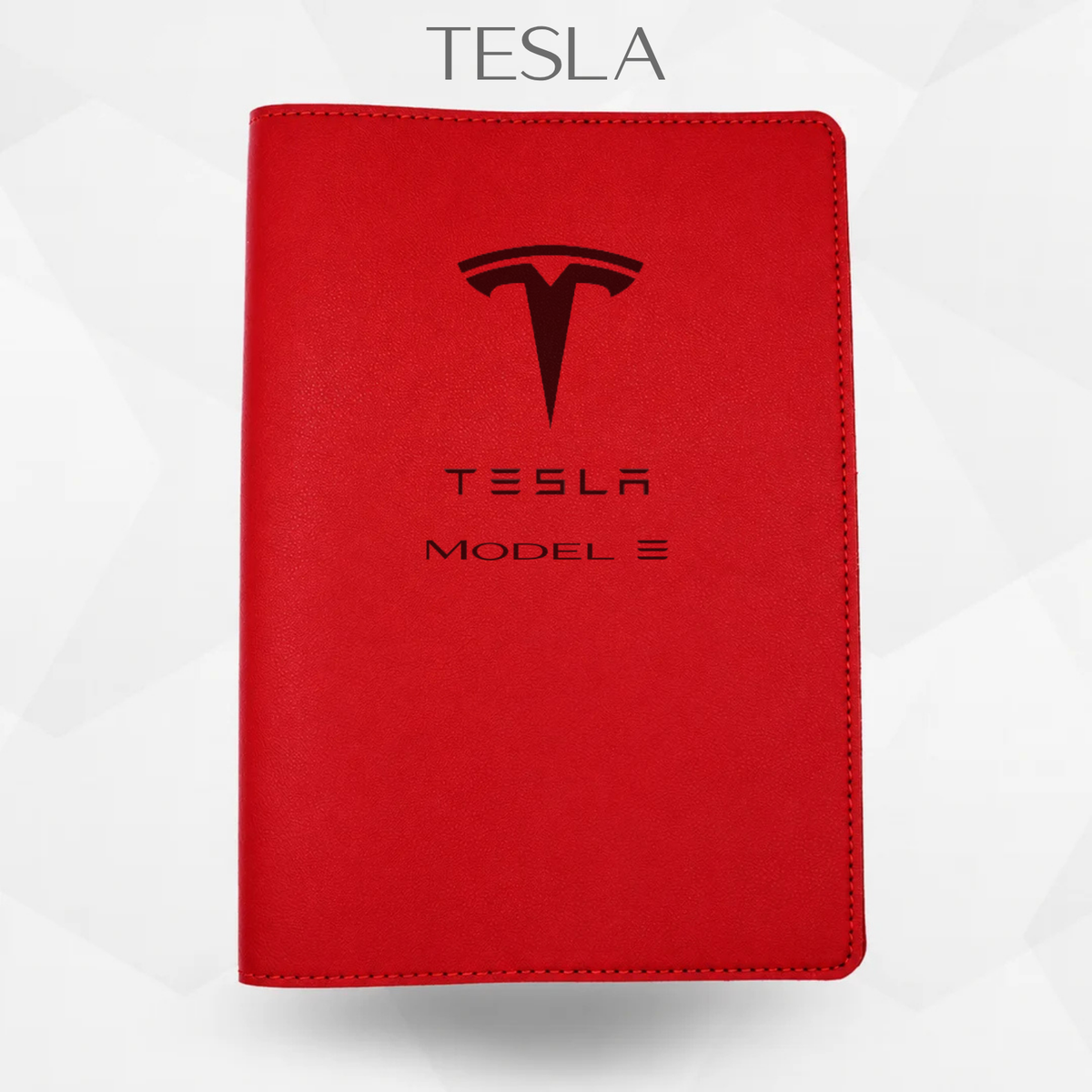 porte document tesla model 3 de couleur rouge