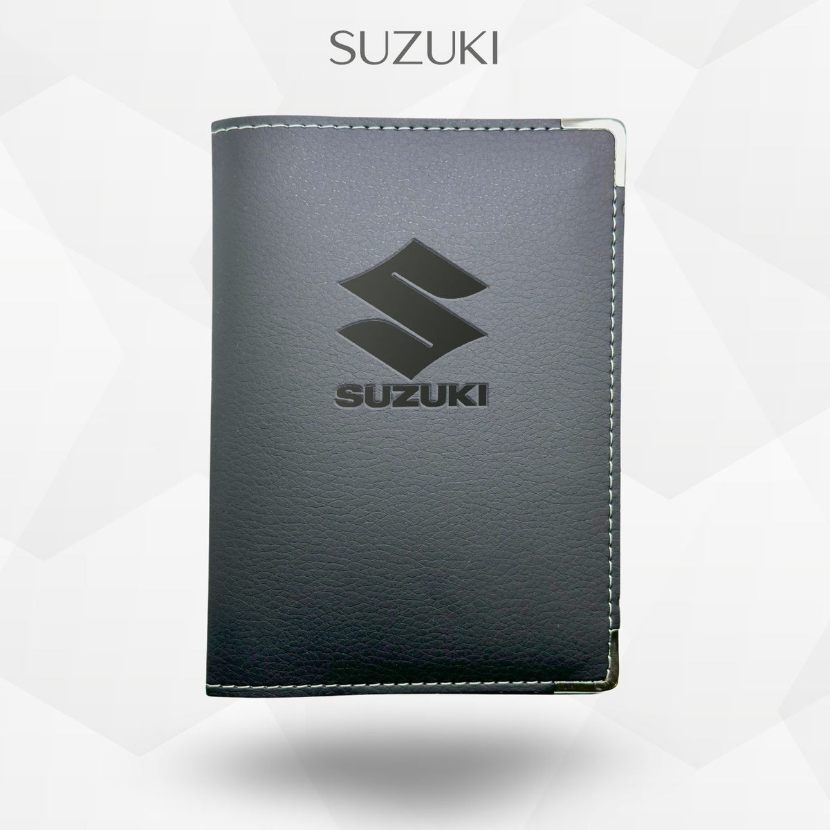 Porte carte grise Suzuki – étui simili cuir gravure laser Atelier Guillot
