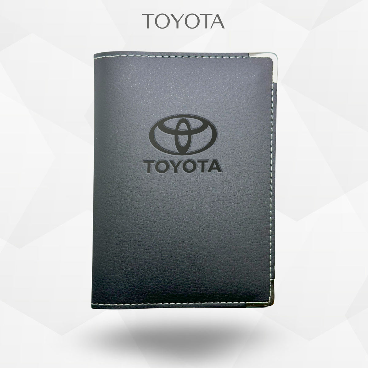 Porte carte grise Toyota – étui simili cuir gravure laser Atelier Guillot