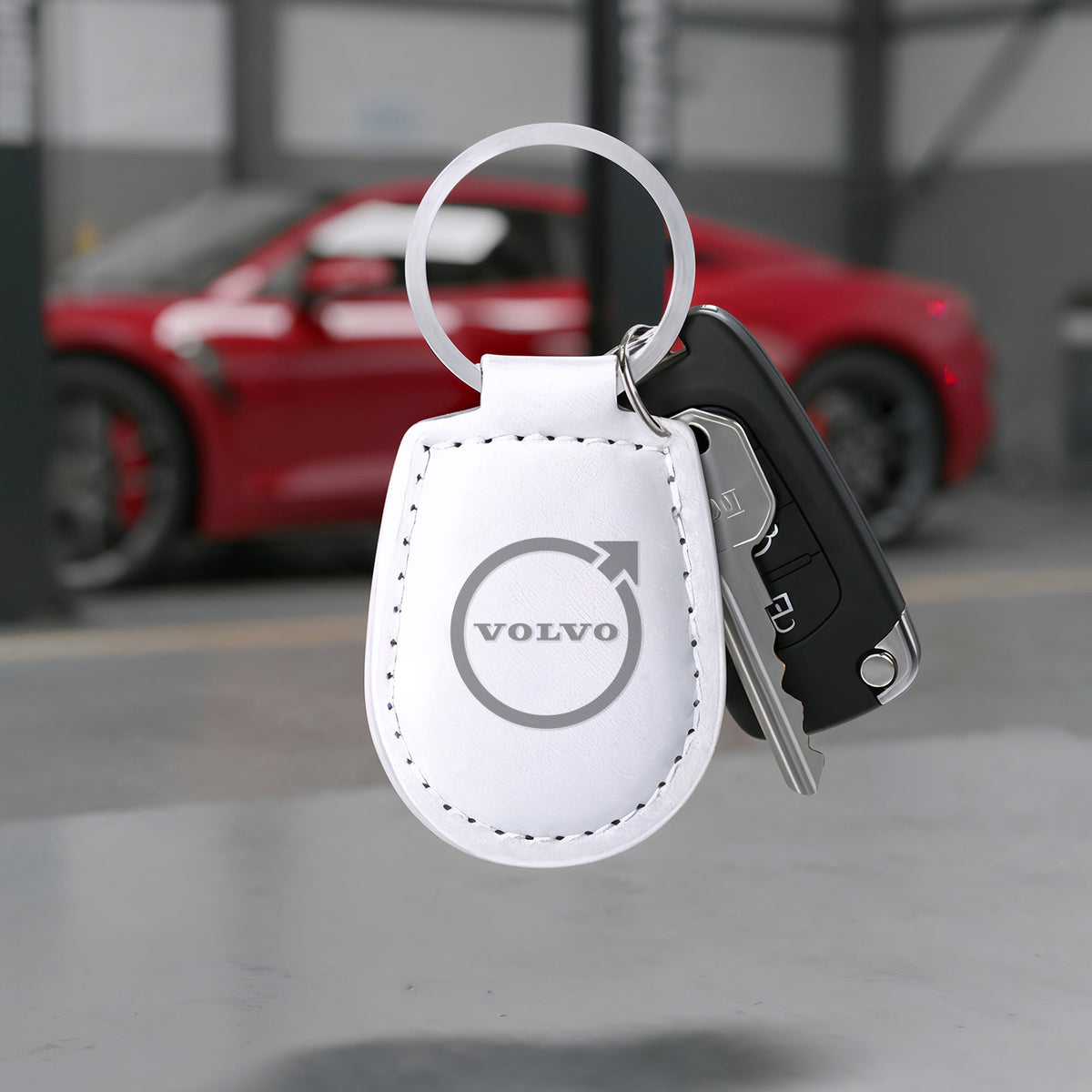 Porte-Clé Voiture Volvo — gravure laser simili cuir Atelier Guillot