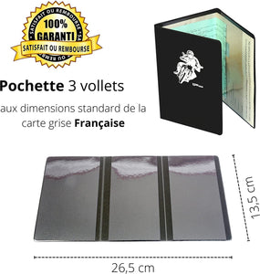 porte cartes grise pochette 3 vollets