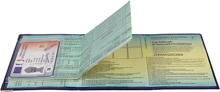 intérieur d'un porte carte grise