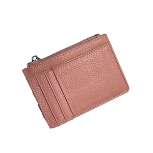 porte carte zippé femme de couleur rose