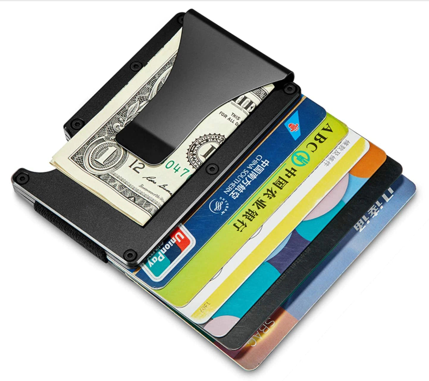 porte carte en métal avec une pince à billet de couleurs gris