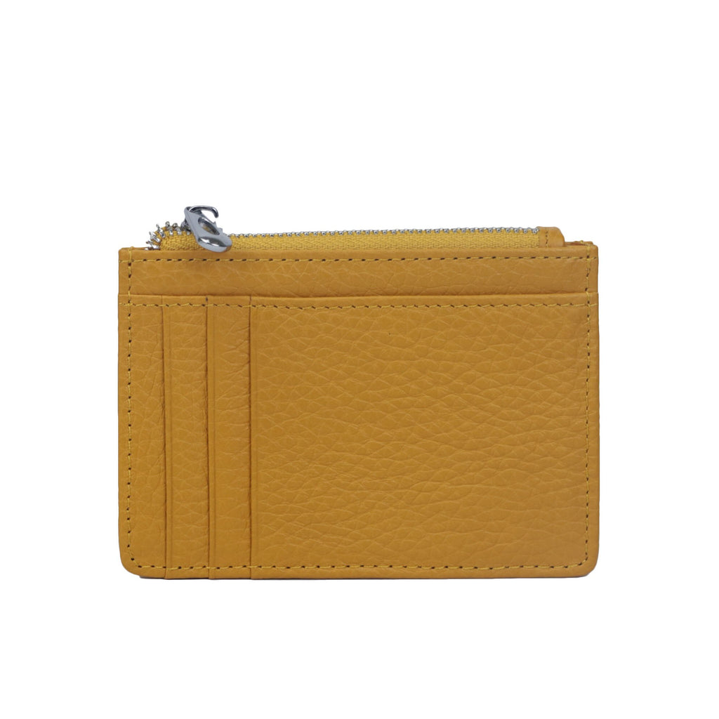 porte cartes zippé femme de couleur jaune