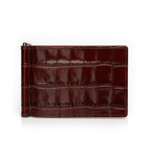 Porte Cartes en cuir de crocodile rouge