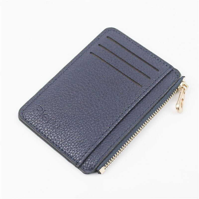 Porte Cartes Zippé Bleu