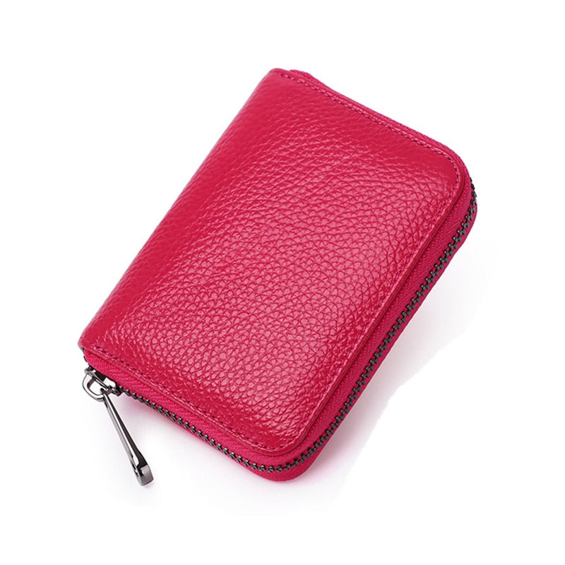 porte cartes en cuir pour femme de couleur rose