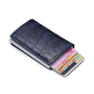 porte cartes en cuir de vache avec bouton automatique