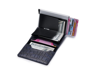 porte carte en cuir de vache avec pince à billets et plusieurs emplacements pour cartes