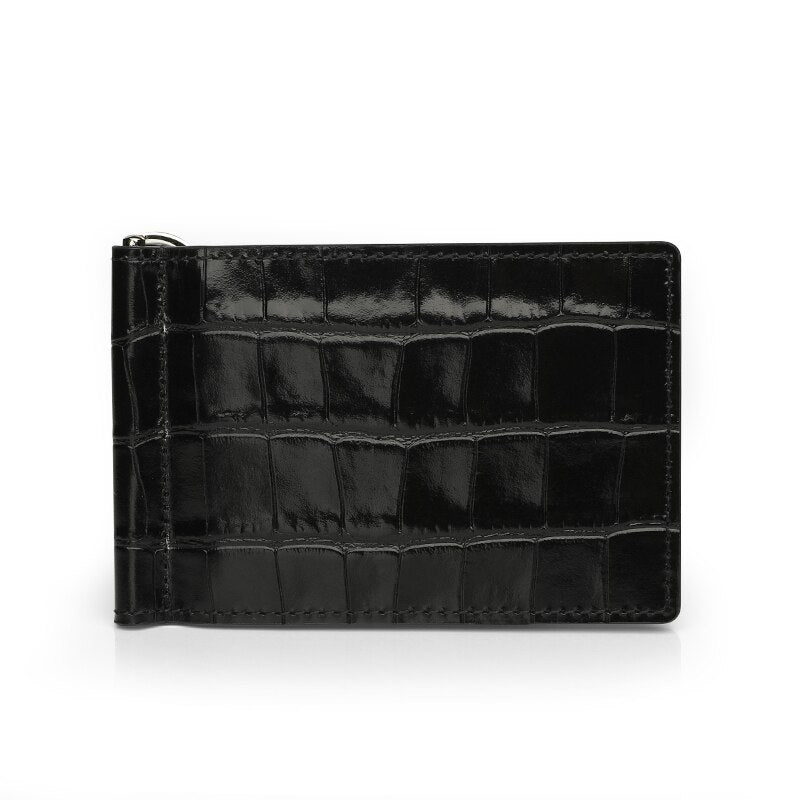 Porte Cartes en cuir de crocodile noir