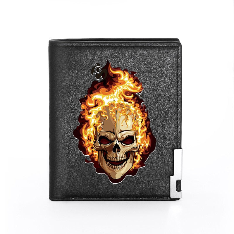 Porte Cartes avec une tête de mort en feux