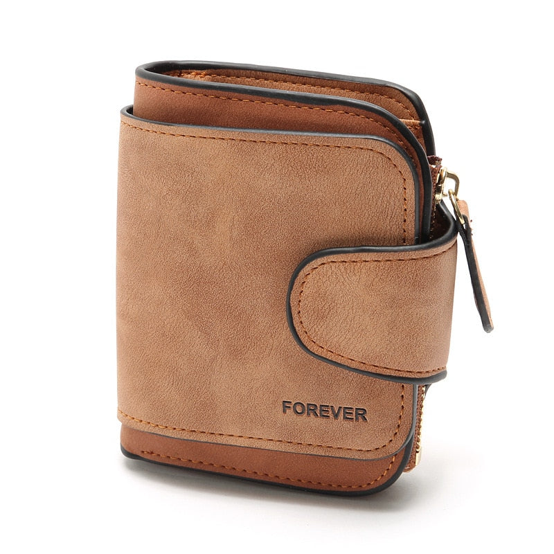 Porte cartes en cuir marron avec fermeture zippé 