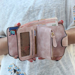 Charger l&#39;image dans la galerie, porte cartes rose pour femme avec emplacement pour monnaie et billets et de nombreux emplacements pour cartes
