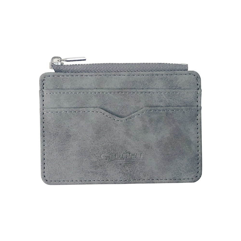 Porte Cartes Zippé Gris