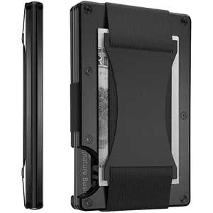 Porte Carte noir avec pince a billet élastique
