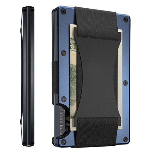 Porte Cartes Bleu avec une pince à billets