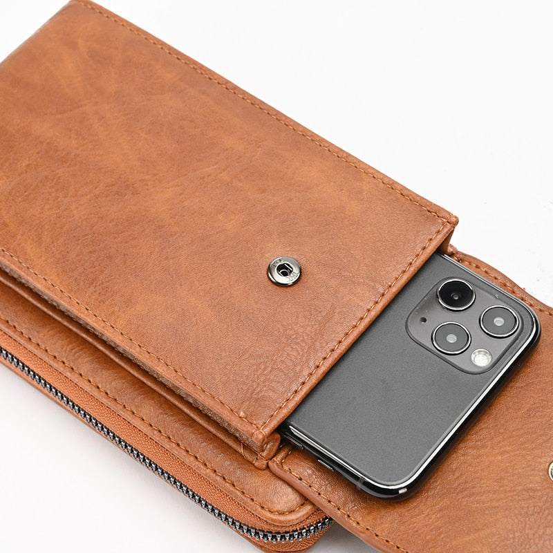 Porte Cartes Bandoulière avec étui pour téléphone portable