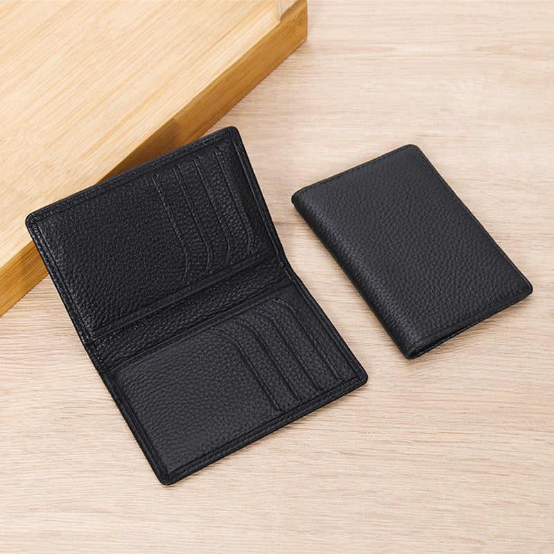 Porte cartes ultra fin en cuir noir avec 8 compartiments pour cartes