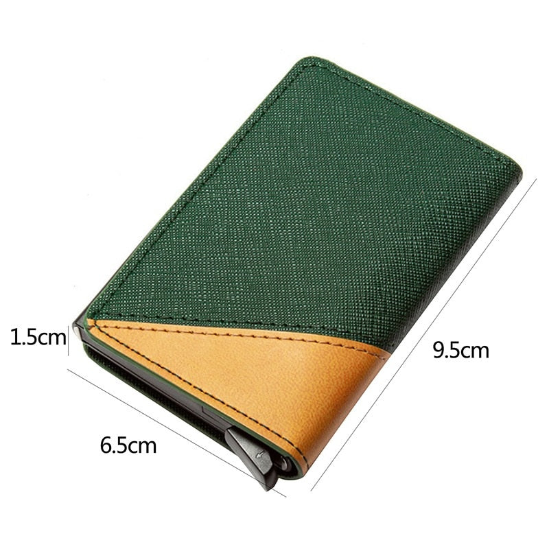Taille d'un porte cartes RFID de couleur jaune et vert