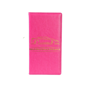 porte carte grise de couleur rose
