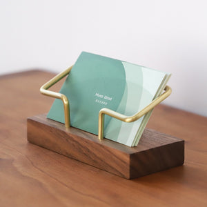 porte cartes de visite en bois et métal