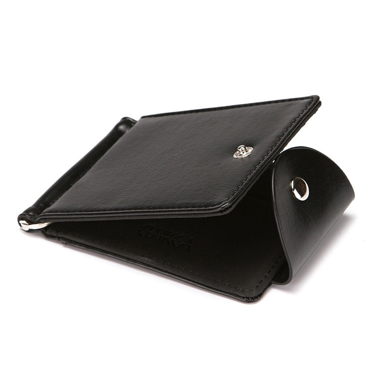 Porte carte en cuir avec bouton de pression