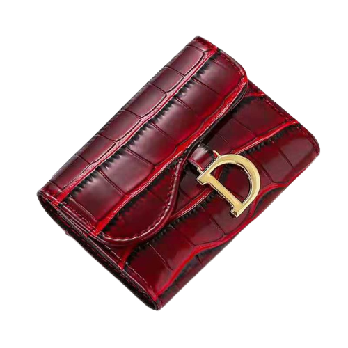 Porte cartes en cuir pour femme de couleur rouge