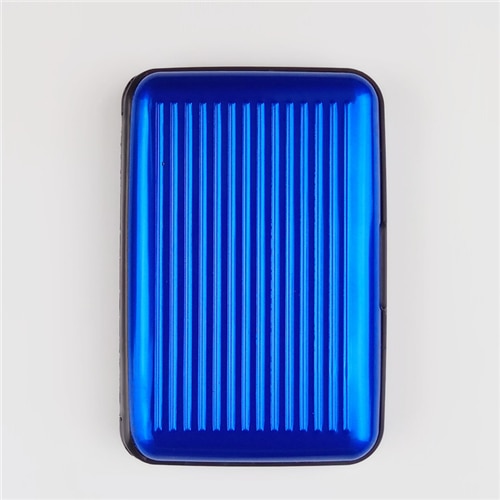 porte cartes avec une protection rfid en aluminium de couleur bleu