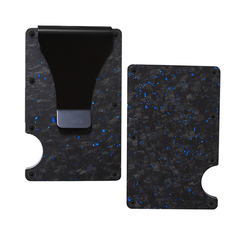 porte cartes en fibre de carbone de couleur noir et bleu