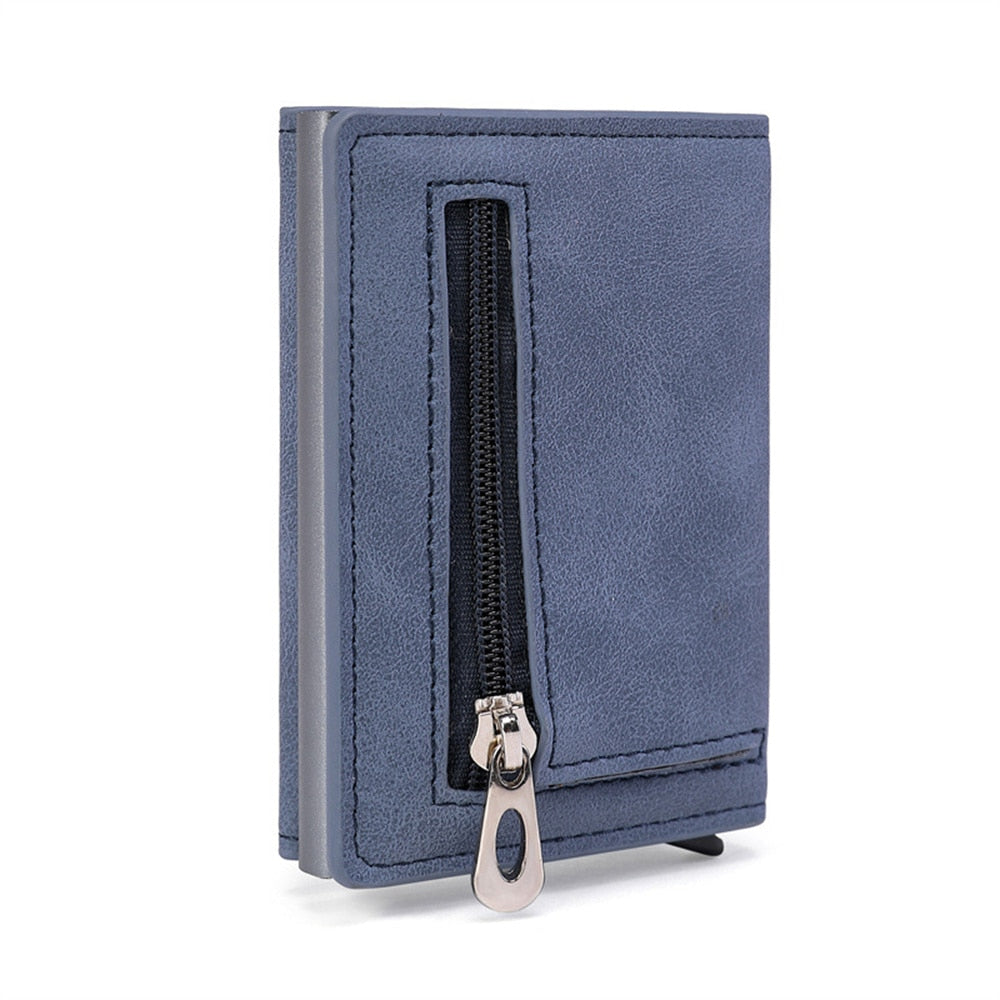 Porte Cartes Zippé Bleu